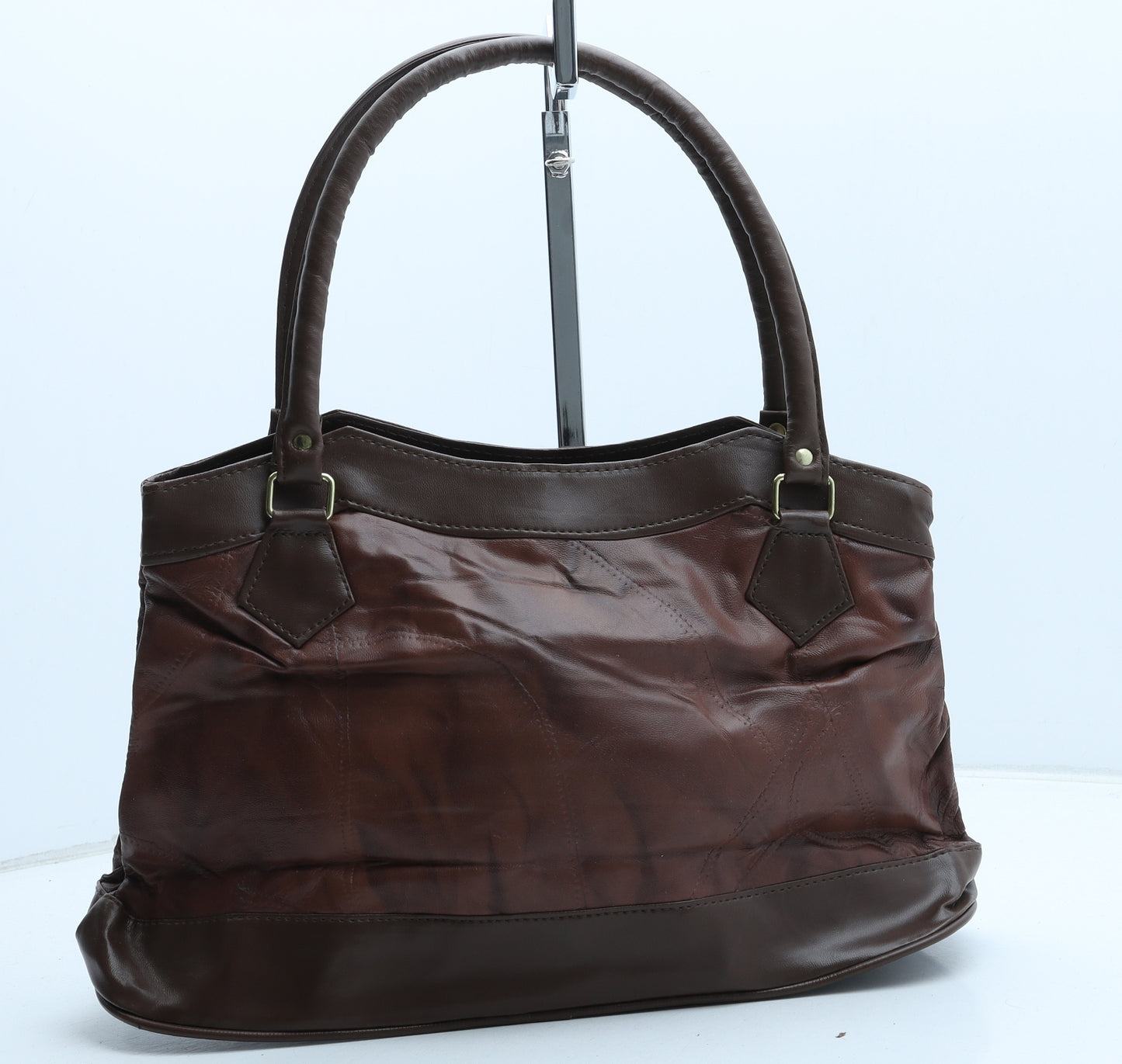 Preworn Womens Brown Polyurethane Top Handle Bag Size Medium
