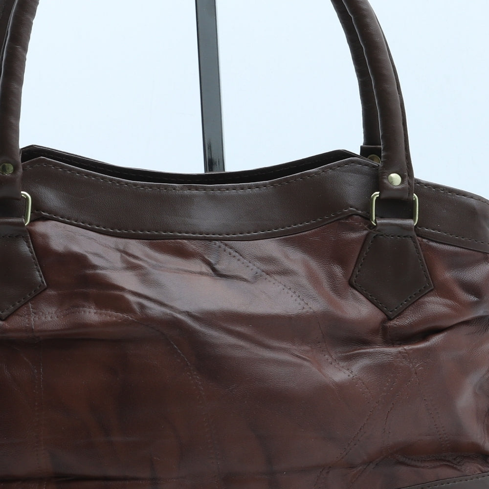 Preworn Womens Brown Polyurethane Top Handle Bag Size Medium