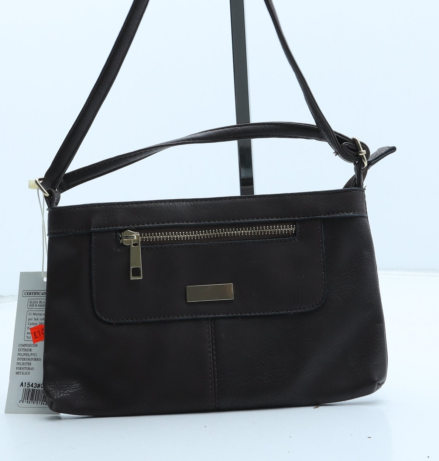 Geux Sac Womens Brown Polyurethane Crossbody Size Small