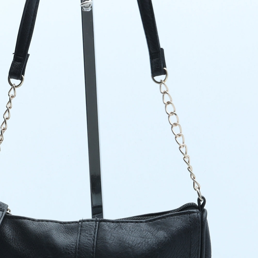 Preworn Womens Black Polyurethane Crossbody Size Small