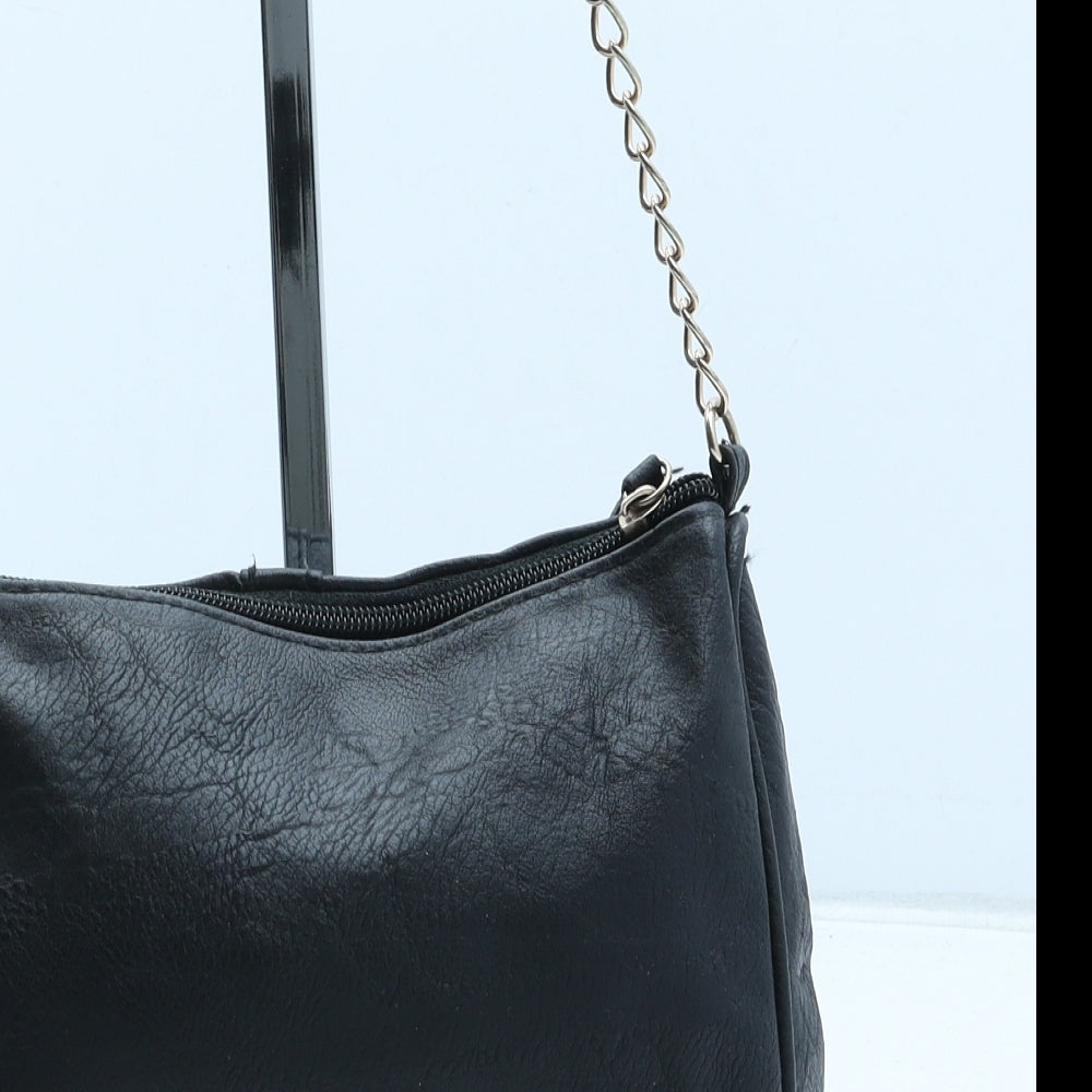 Preworn Womens Black Polyurethane Crossbody Size Small