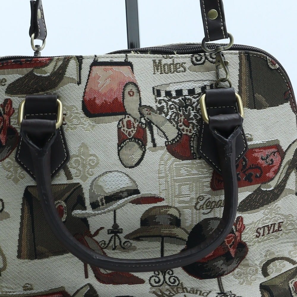 Signare Womens Beige Geometric Polyurethane Hobo Bag Size Medium