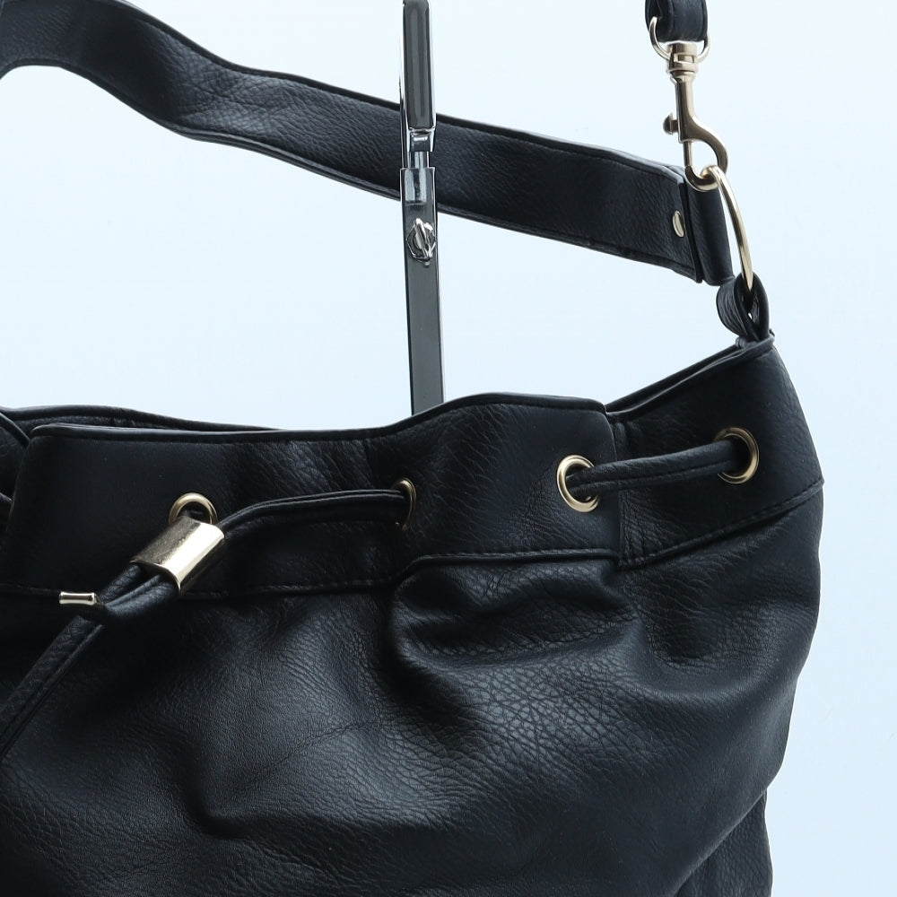 George Womens Black Polyurethane Bucket & Drawstring Bag Size Medium