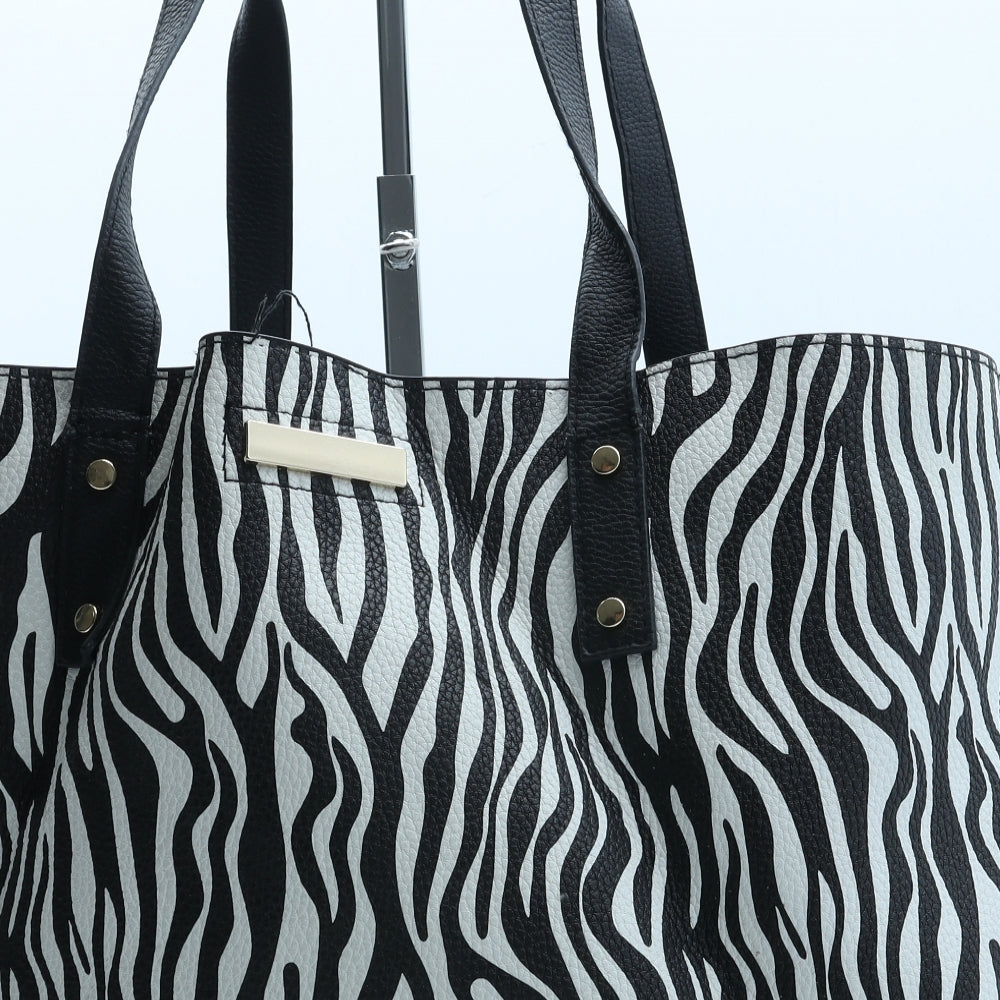 Primark Womens White Animal Print Polyurethane Tote Size Large - Zebra