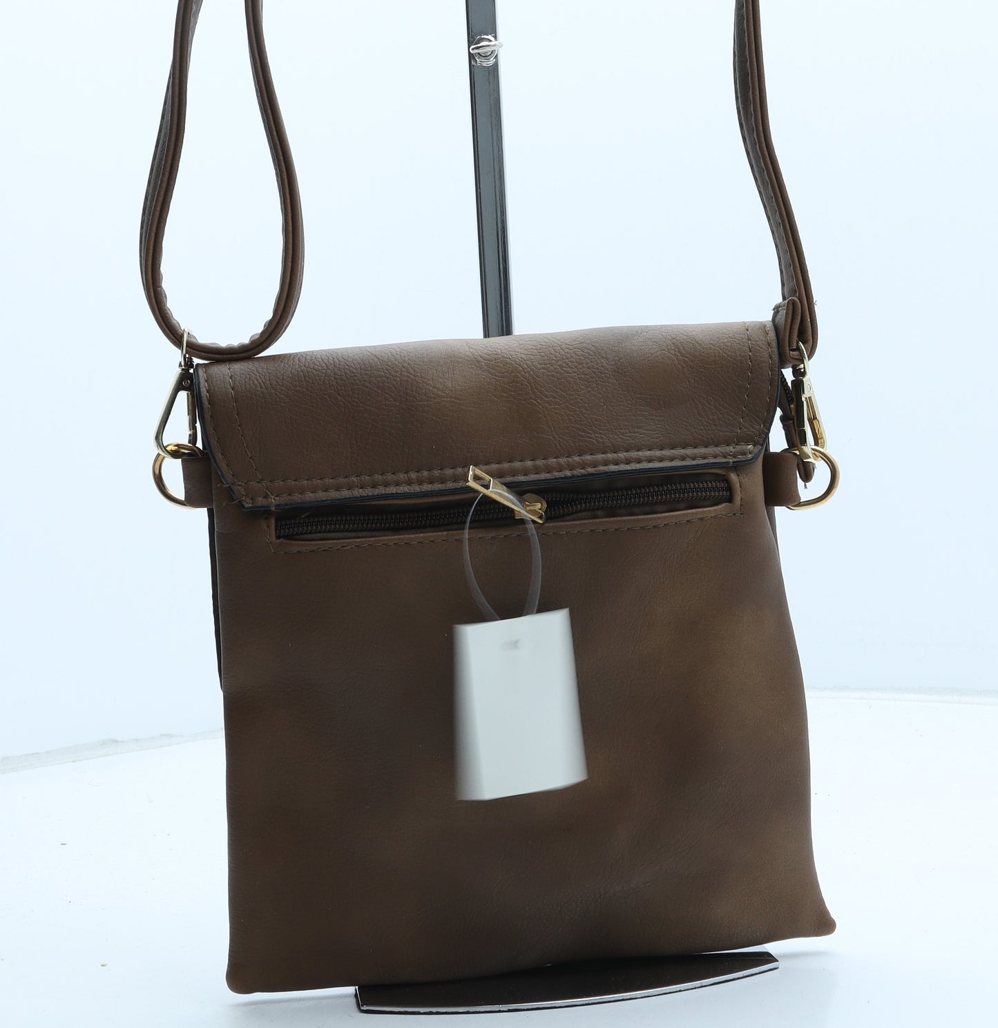 Preworn Womens Brown Polyurethane Shoulder Bag Size Small