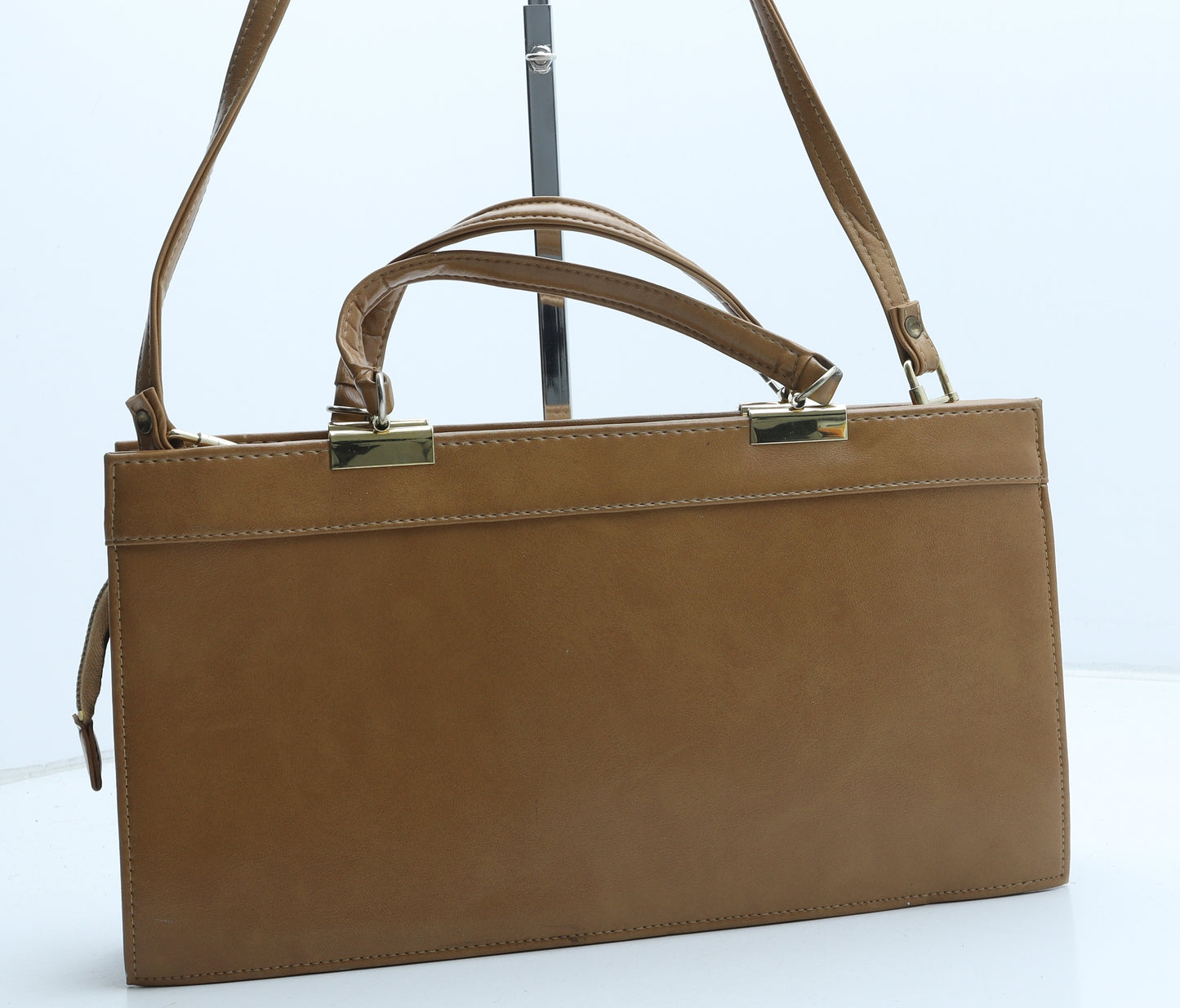 Alligator Womens Beige Polyurethane Crossbody Size Small