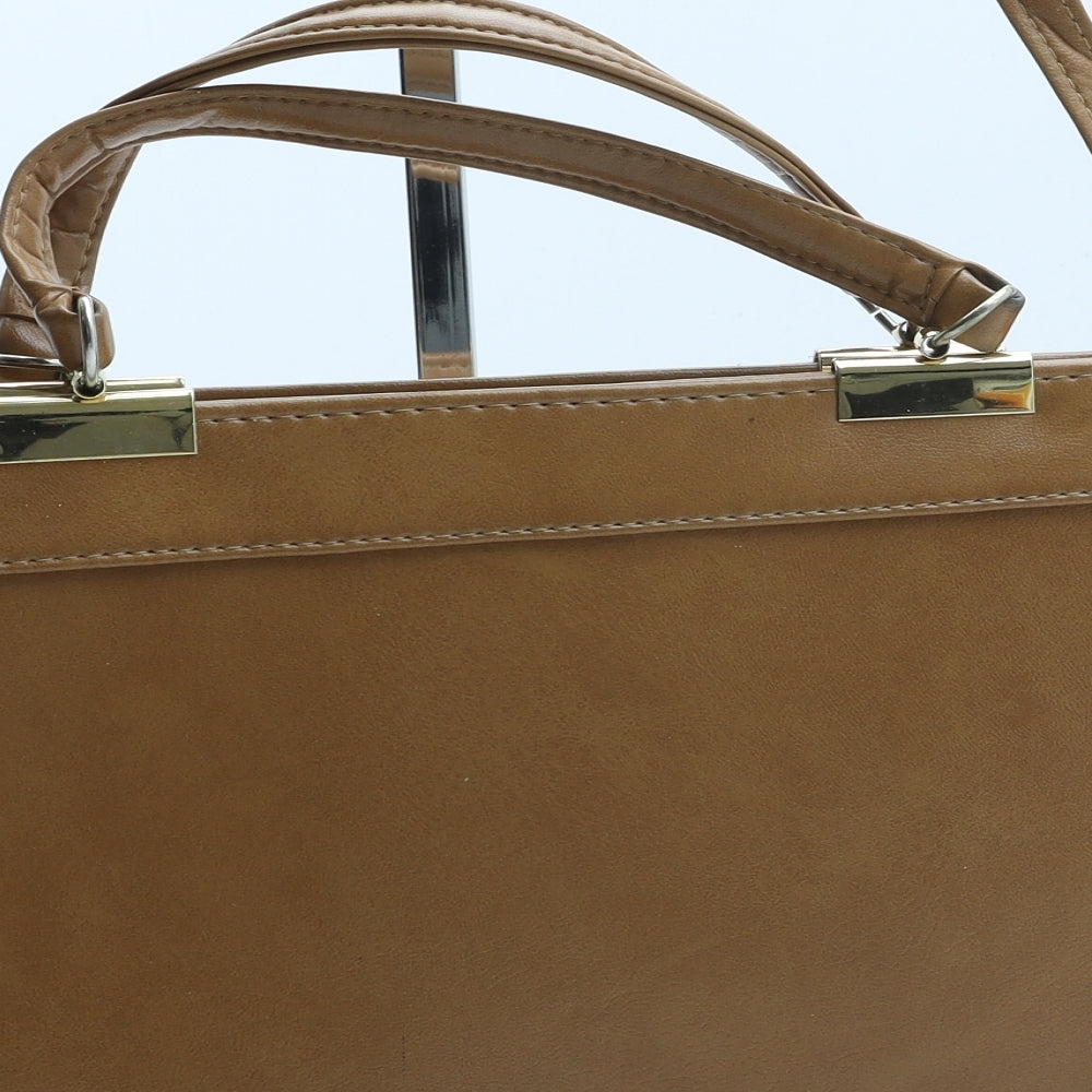 Alligator Womens Beige Polyurethane Crossbody Size Small