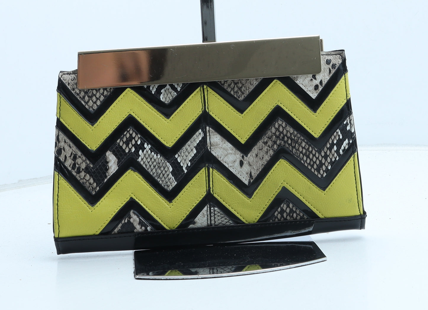 River Island Womens Multicoloured Geometric Polyurethane Clutch Size Small - Snake Print