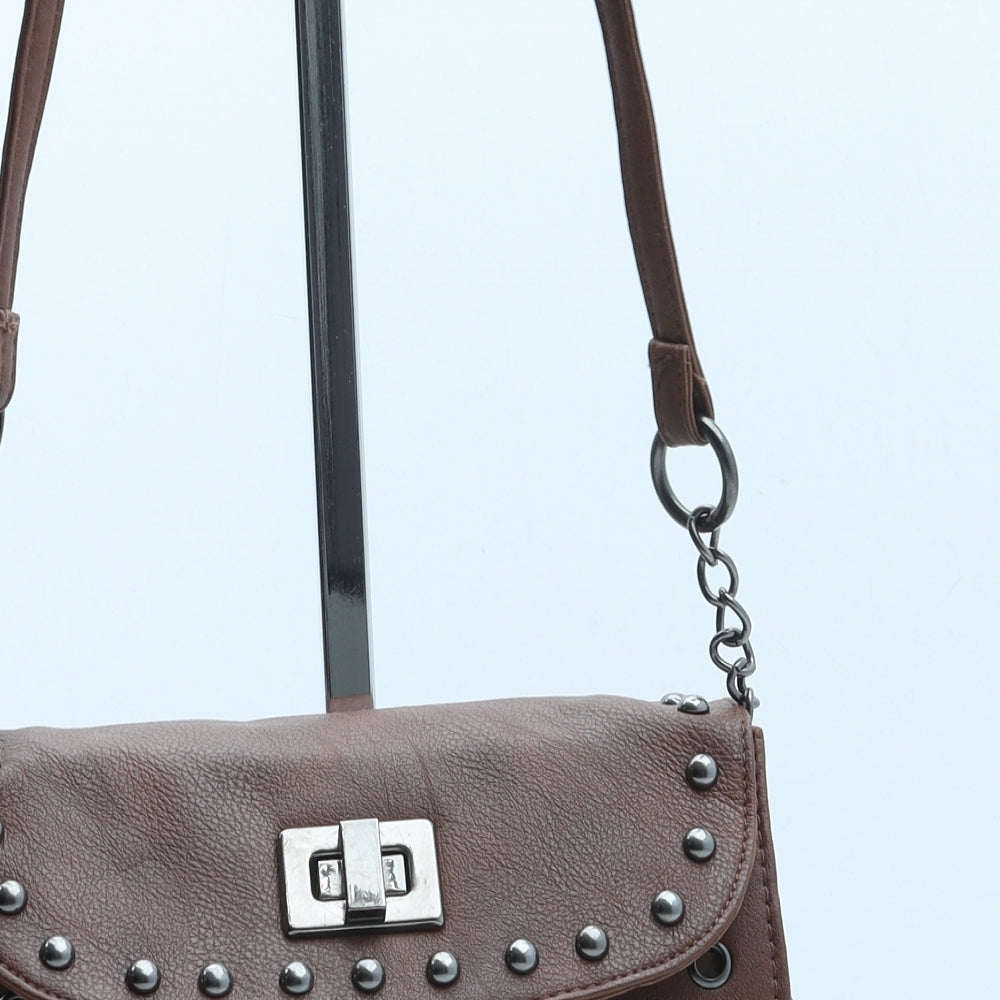 E-vie Womens Brown Polyurethane Crossbody Size Small