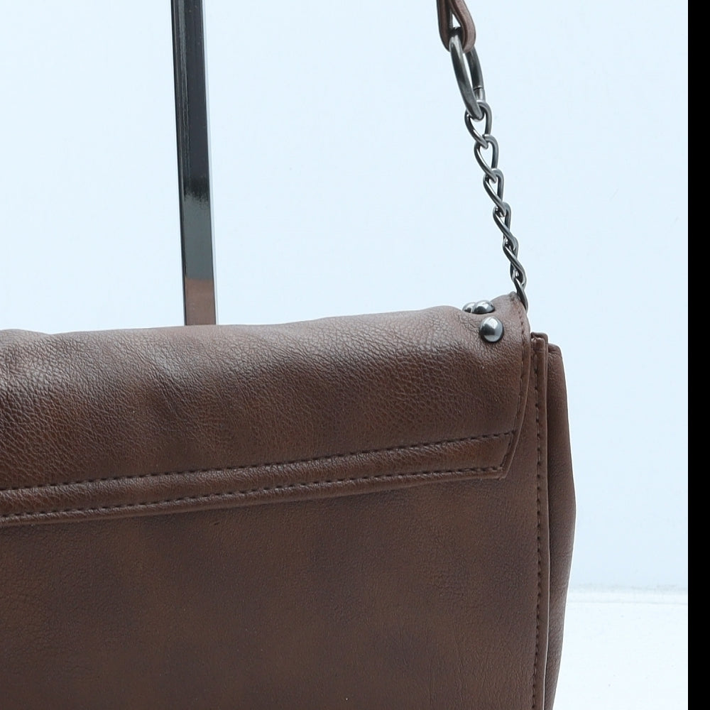 E-vie Womens Brown Polyurethane Crossbody Size Small