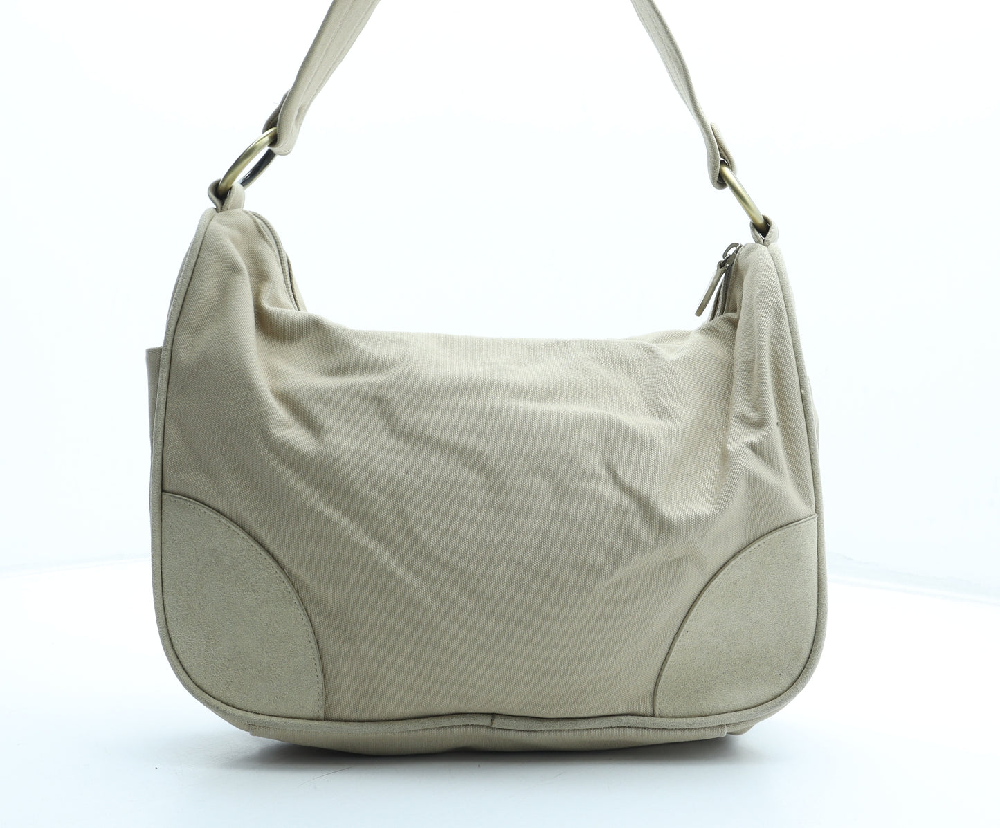 Preworn Womens Beige Cotton Shoulder Bag Size Medium