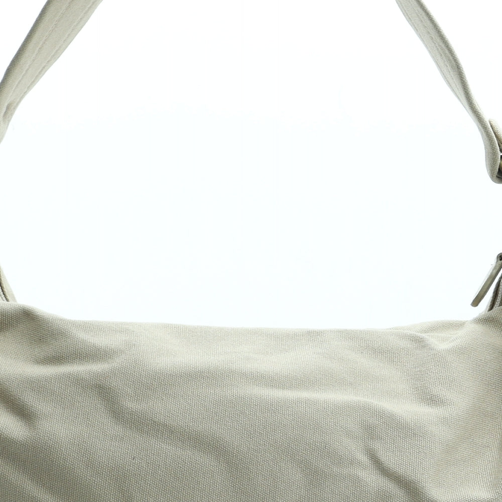 Preworn Womens Beige Cotton Shoulder Bag Size Medium