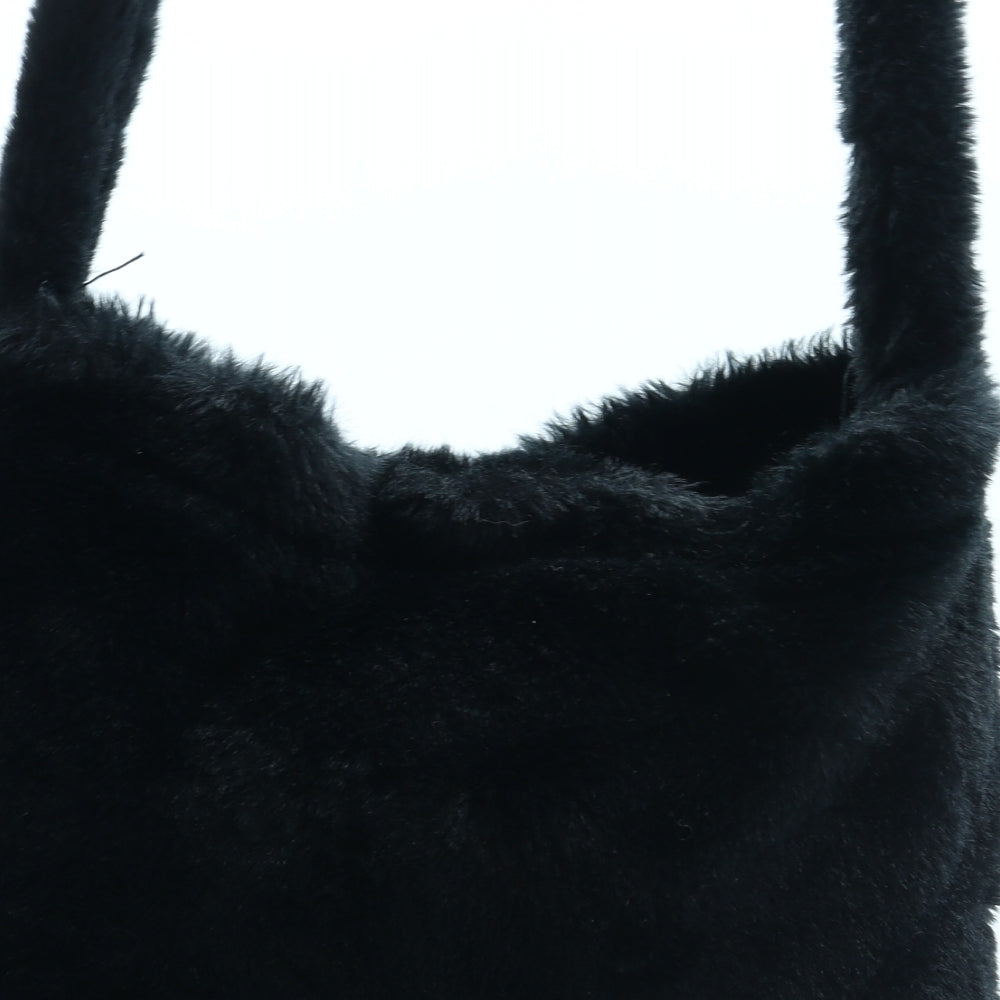 Preworn Womens Black Polyester Shoulder Bag Size Small - Faux Fur