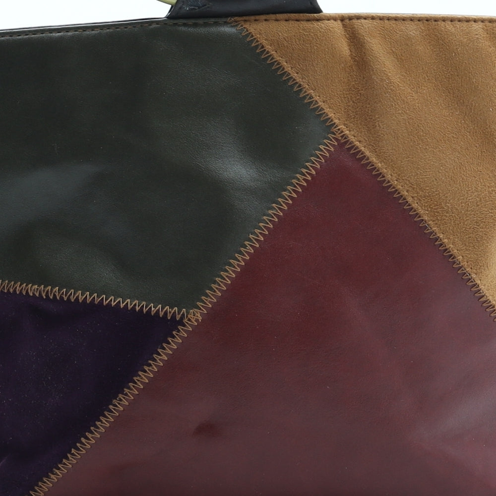 Preworn Womens Multicoloured Geometric Polyurethane Top Handle Bag Size Medium - Floral Detail