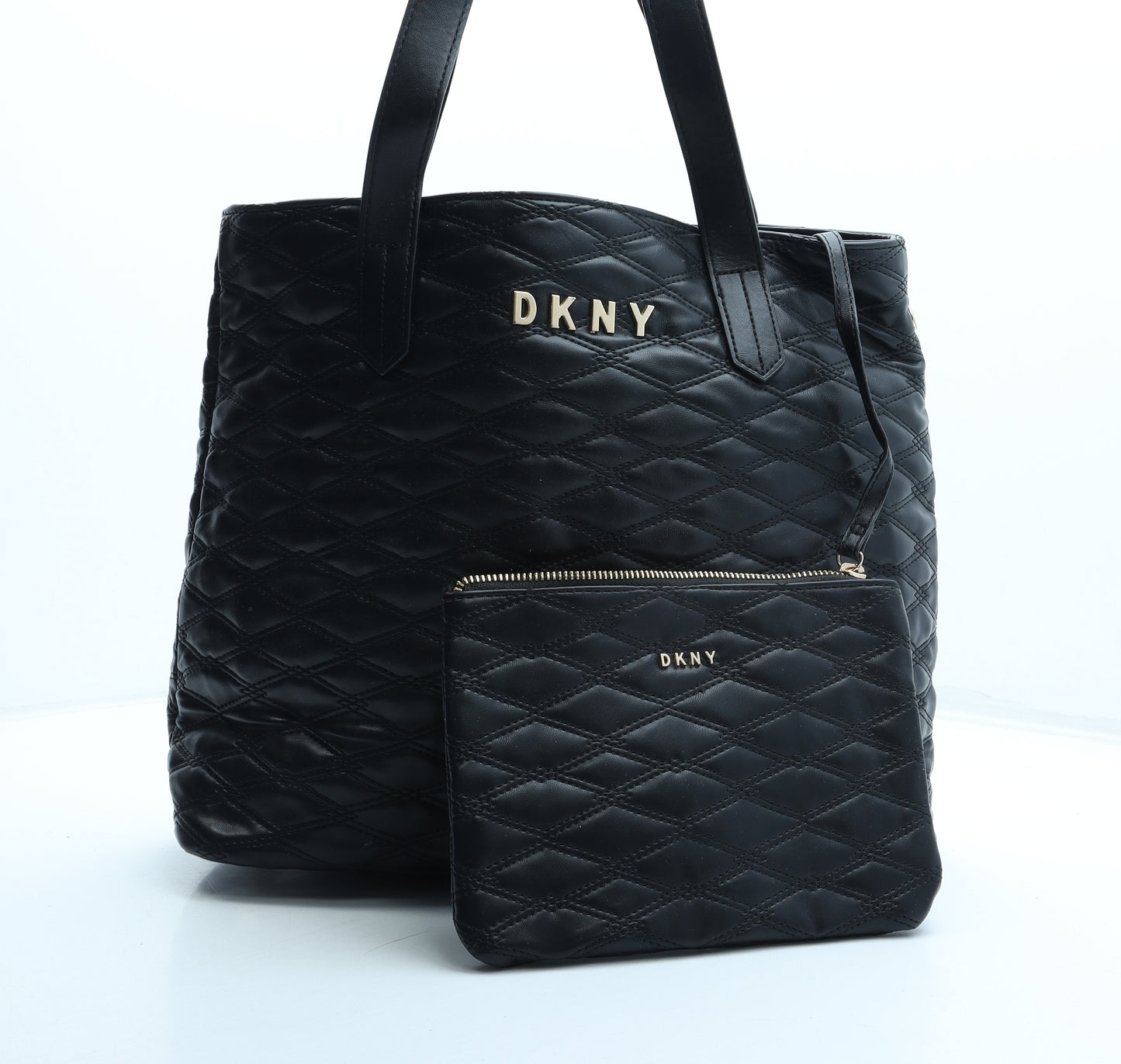 DKNY Womens Black Polyurethane Tote Size Large