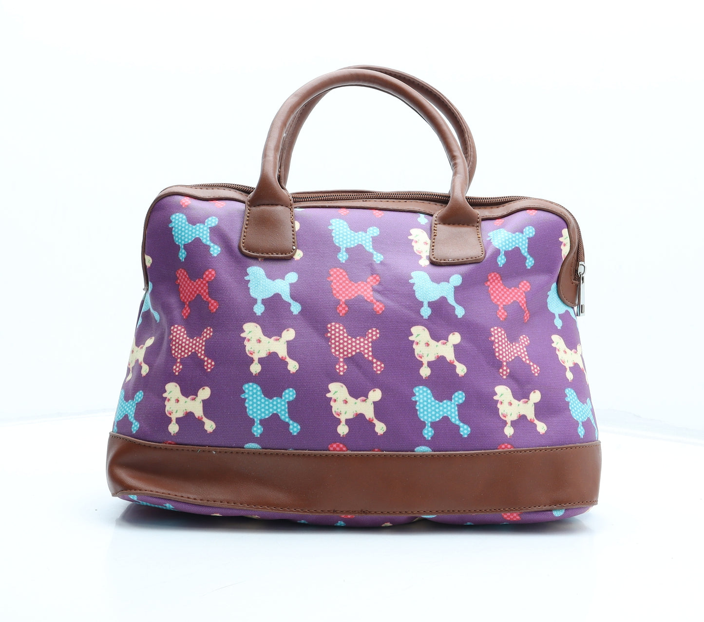 Preworn Womens Multicoloured Geometric Polyurethane Top Handle Bag Size Medium - Poodle