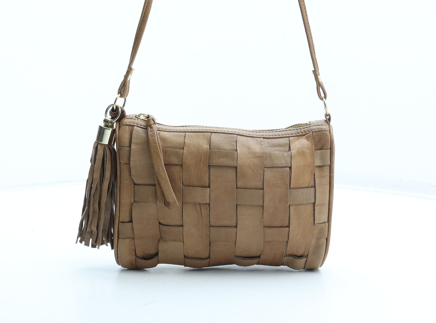 Topshop Womens Brown Leather Shoulder Bag Size Small