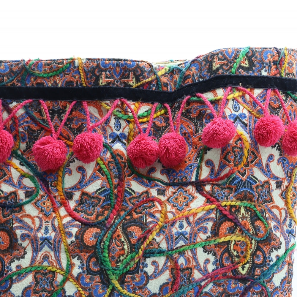 Preworn Womens Multicoloured Geometric Polyester Tote Size Large - Pom Pom