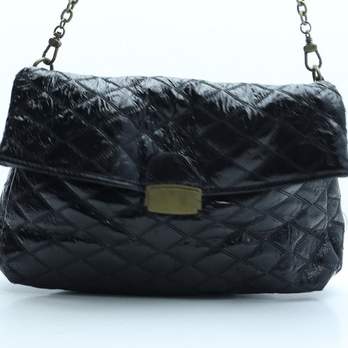 French Connection Womens Black Polyurethane Shoulder Bag Size Medium