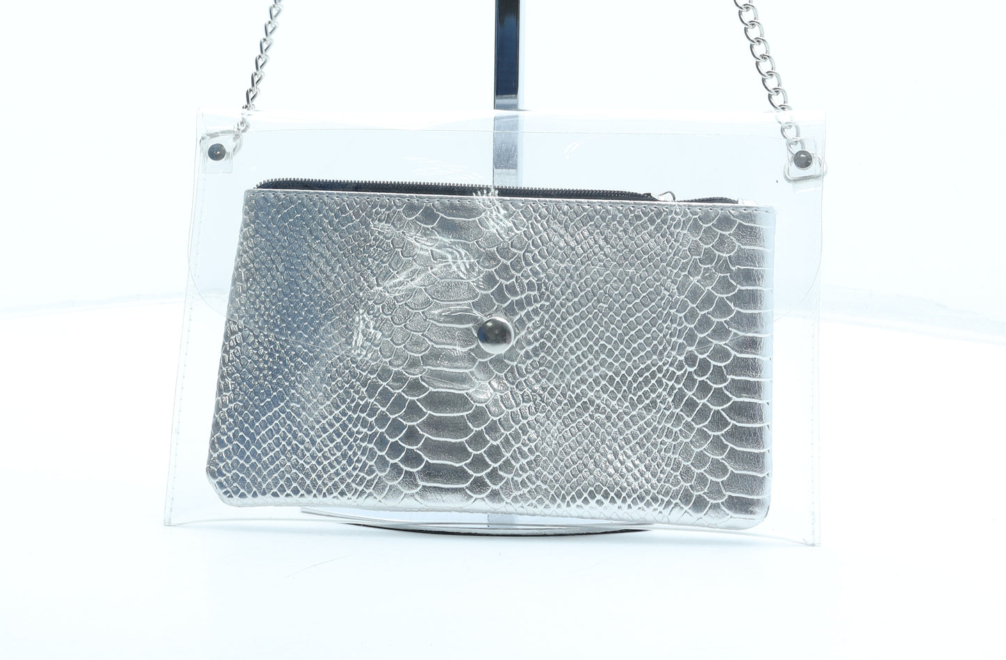 Primark Womens Silver Polyurethane Shoulder Bag Size Small