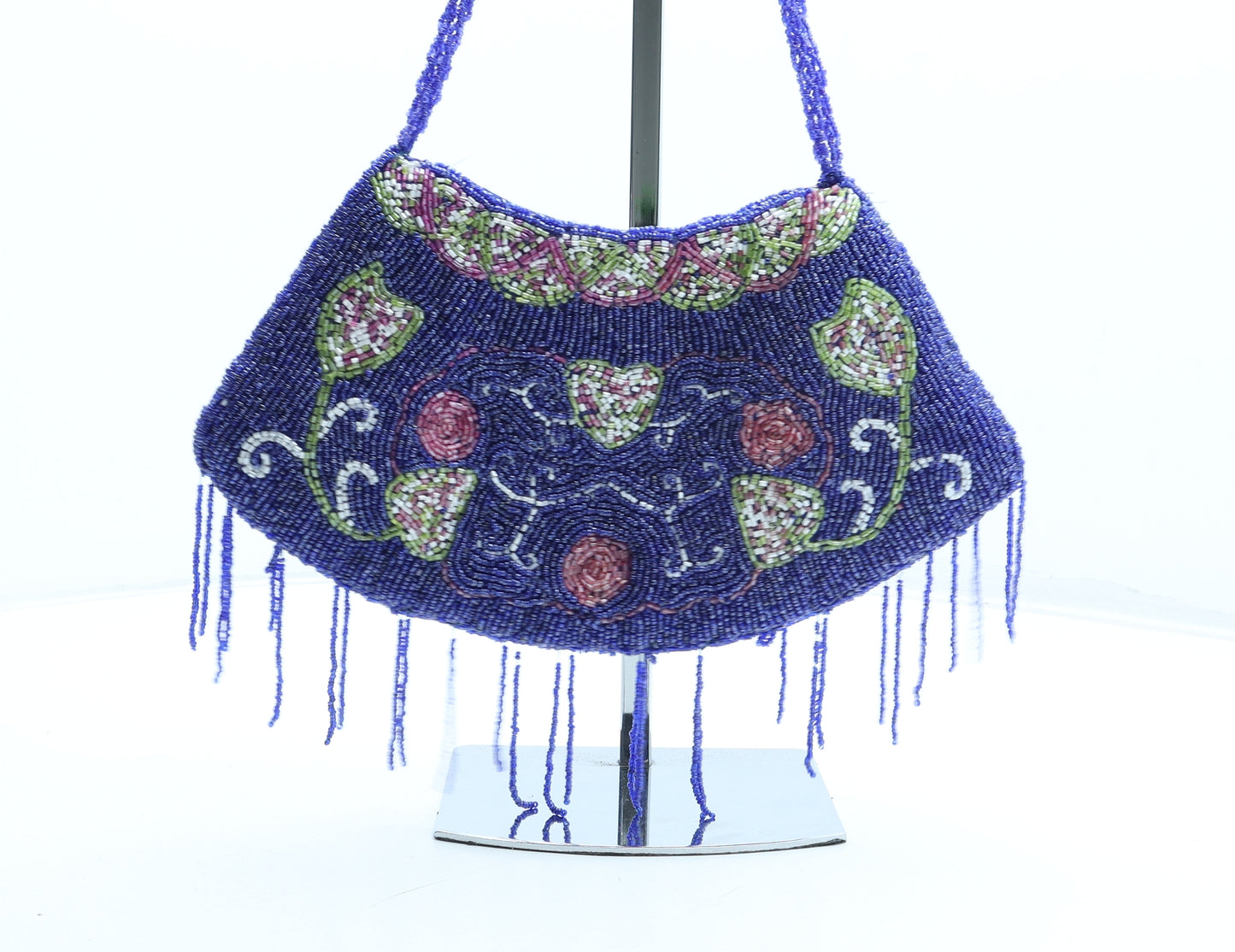 Preworn Womens Blue Polyester Shoulder Bag Size Small - Floral Detail