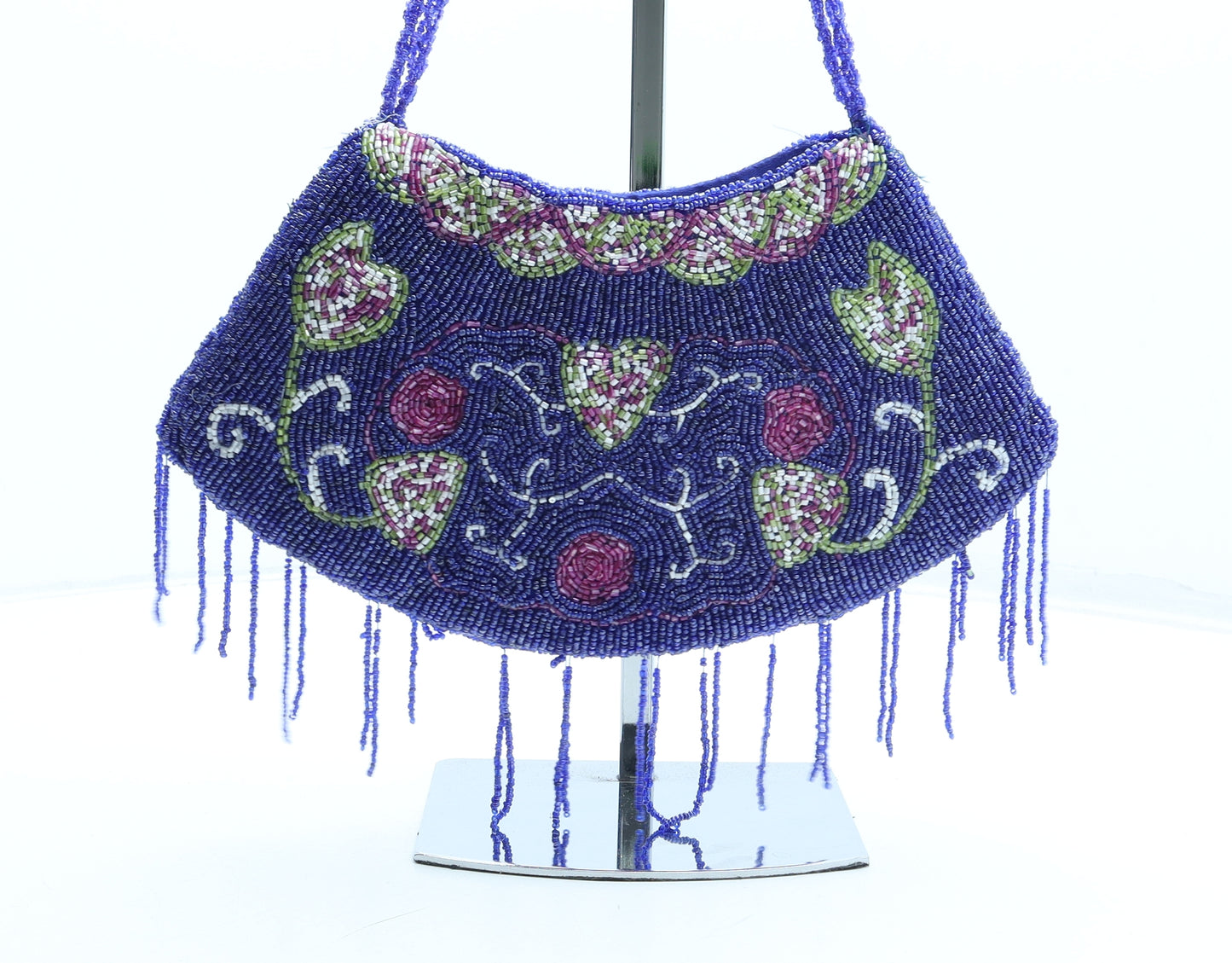 Preworn Womens Blue Polyester Shoulder Bag Size Small - Floral Detail