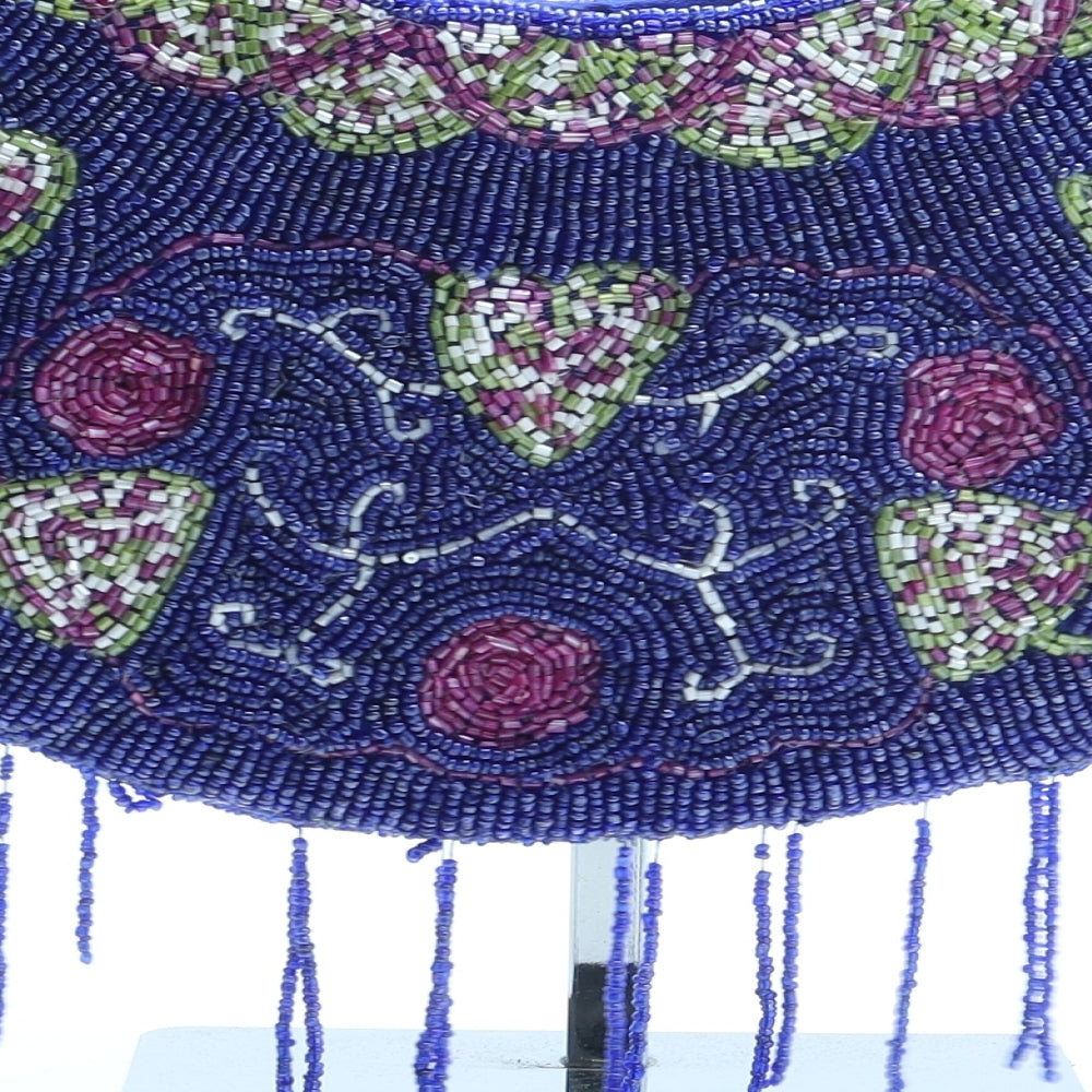 Preworn Womens Blue Polyester Shoulder Bag Size Small - Floral Detail