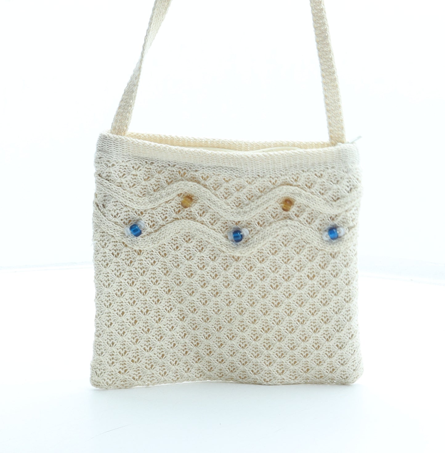 Preworn Womens Beige Polyester Shoulder Bag Size Small