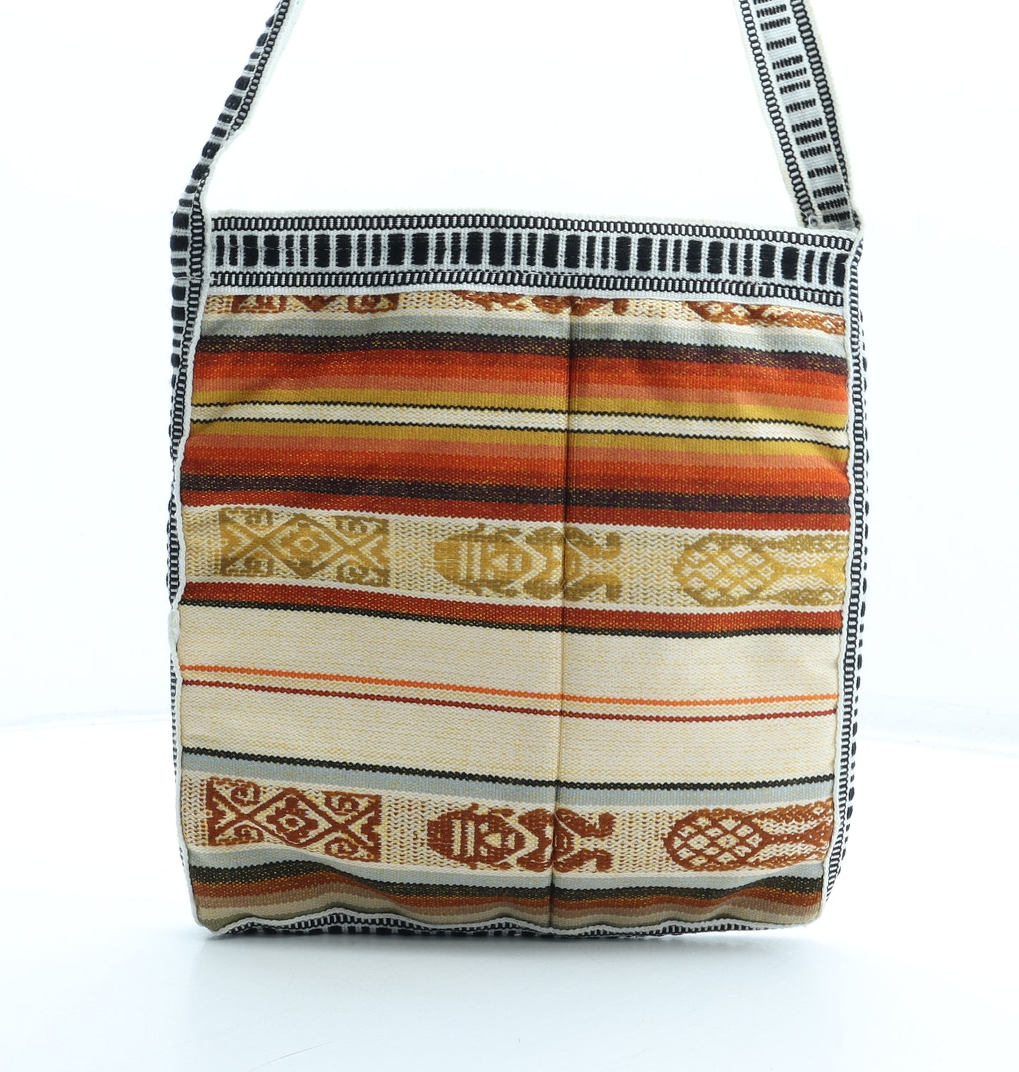 Preworn Womens Multicoloured Geometric Cotton Shoulder Bag Size Small - Barbados