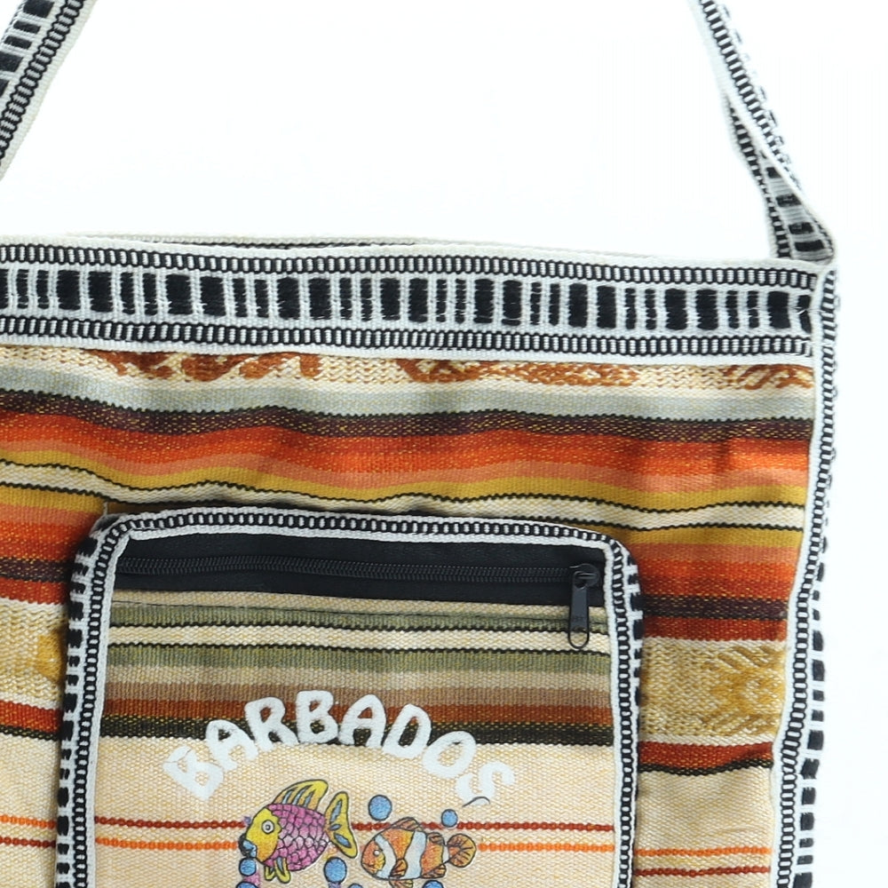 Preworn Womens Multicoloured Geometric Cotton Shoulder Bag Size Small - Barbados