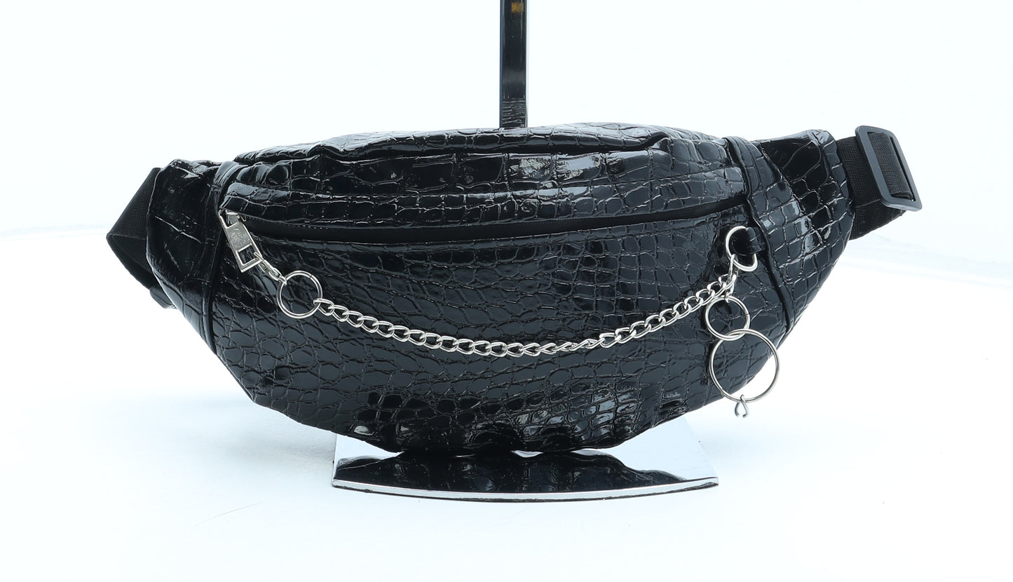 Sinsay Womens Black Polyurethane Belt Bag & Waist Pack Size Small - Chain Detail
