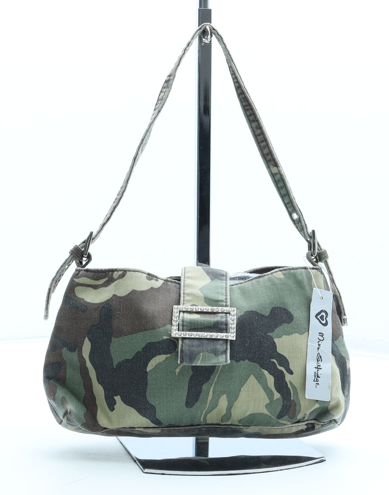 Miss Selfridge Womens Green Camouflage Polyester Top Handle Bag Size Small