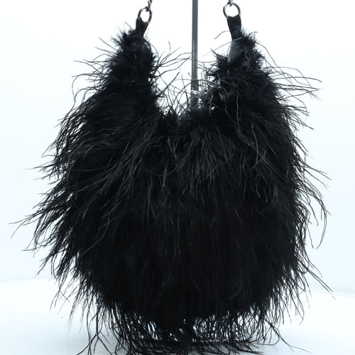 River Island Womens Black Feather Shoulder Bag Size Medium