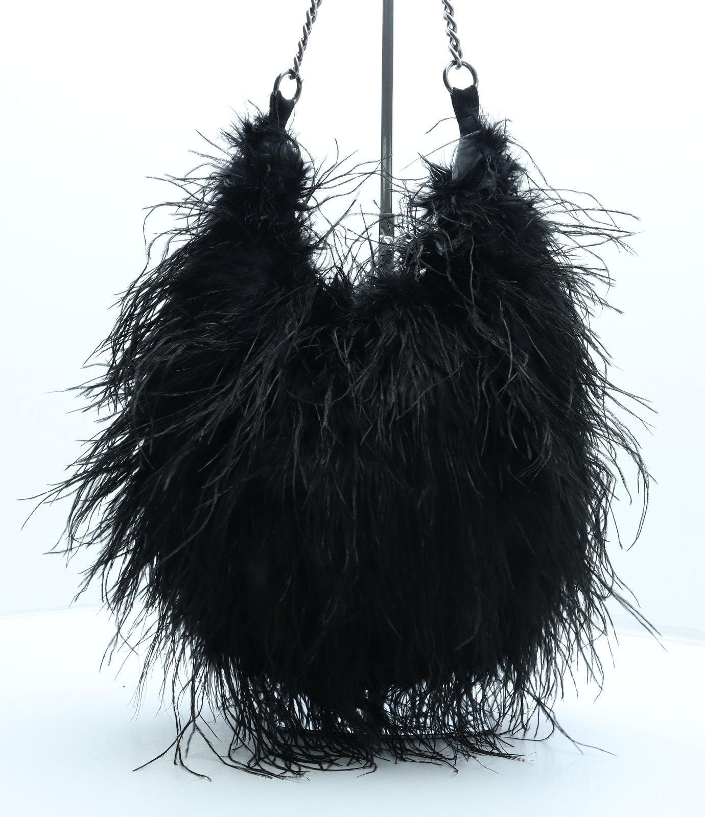 River Island Womens Black Feather Shoulder Bag Size Medium