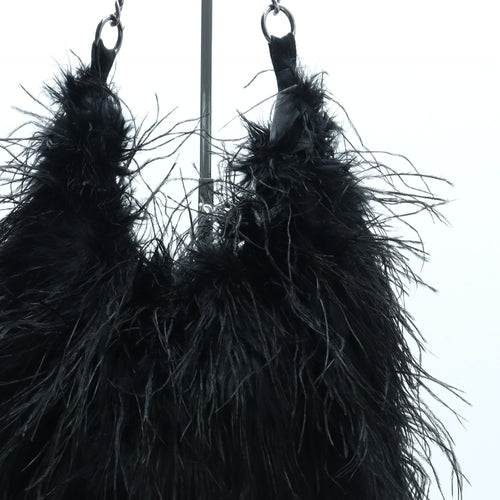 River Island Womens Black Feather Shoulder Bag Size Medium