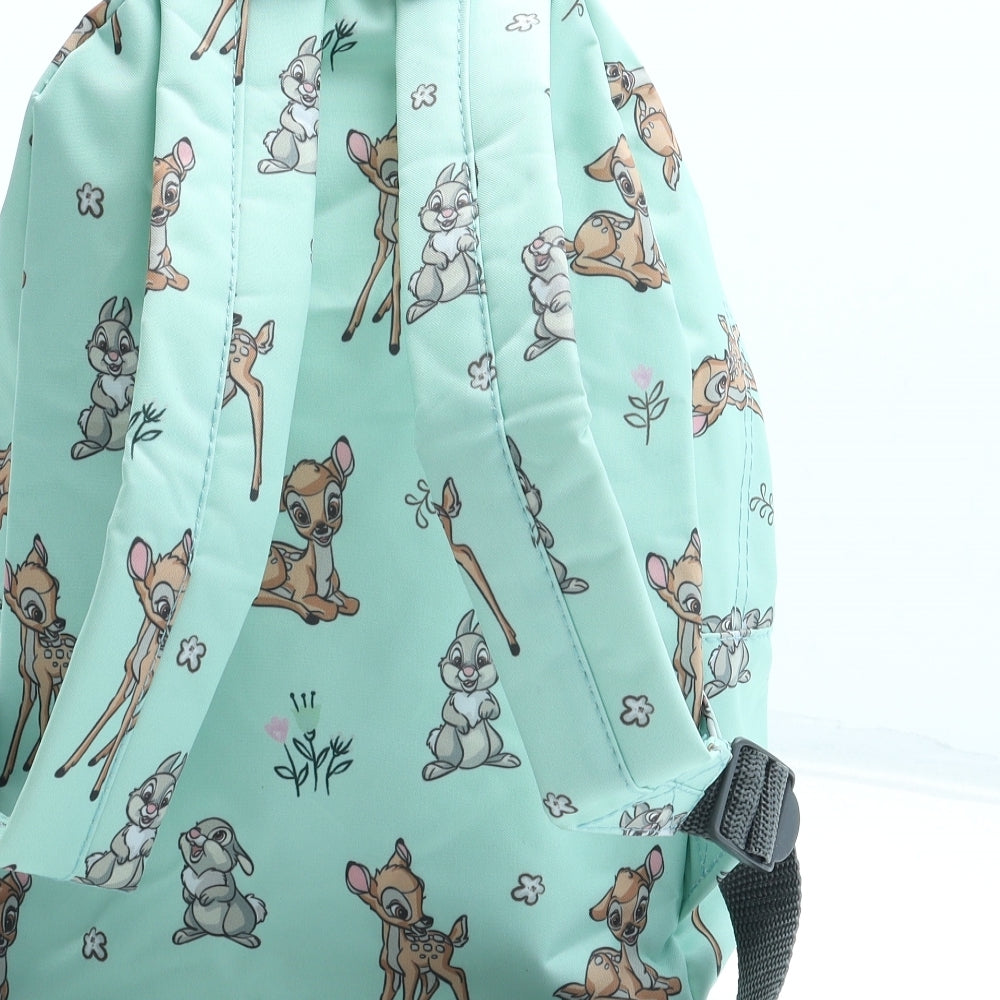 Disney Girls Green Geometric Polyester Backpack Size Small Zip - Bambi
