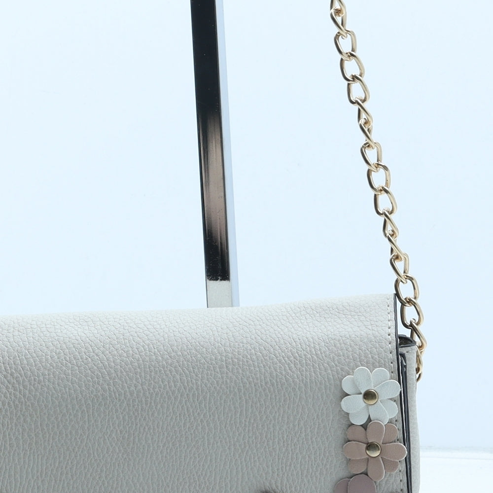 Primark Womens Beige Polyurethane Crossbody Size Small - Flower Detail