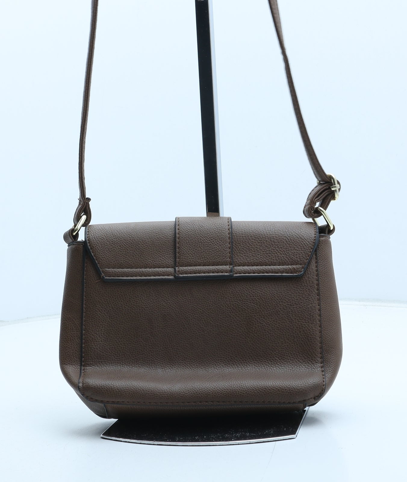 Preworn Womens Brown Polyurethane Crossbody Size Small