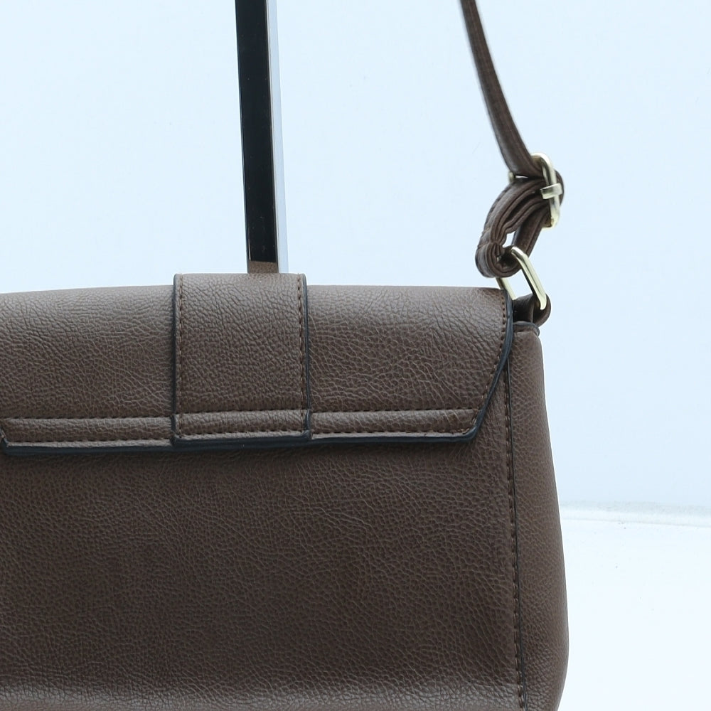 Preworn Womens Brown Polyurethane Crossbody Size Small