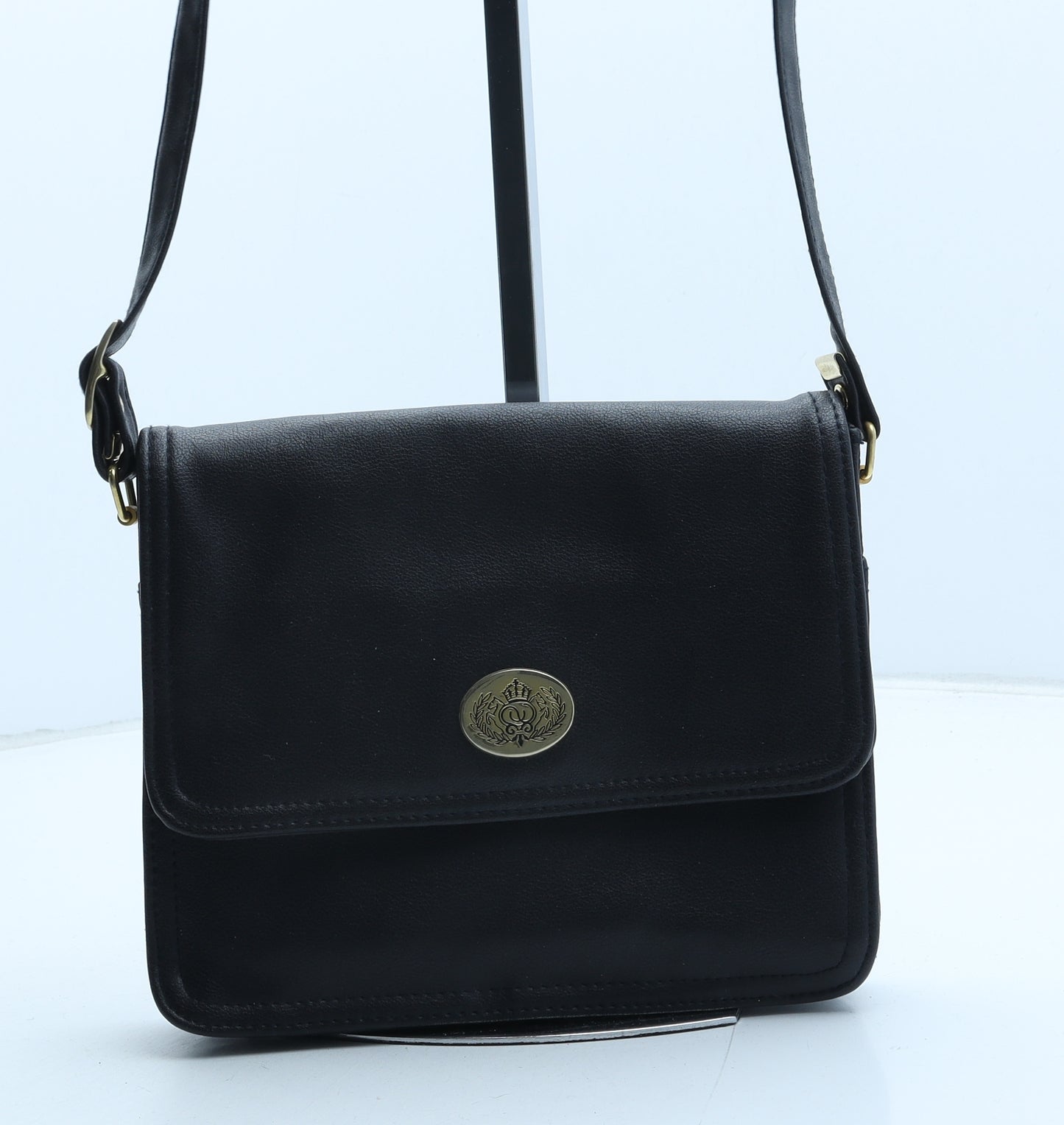 Preworn Womens Black Polyurethane Crossbody Size Small