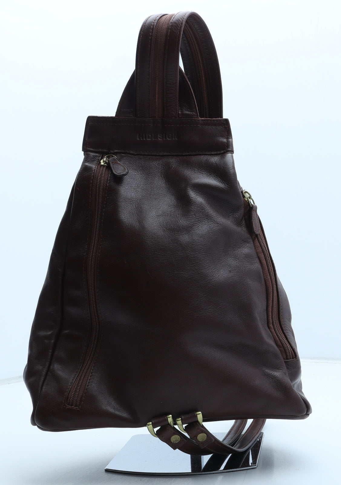 Hidesign Womens Brown Polyurethane Backpack Size Medium