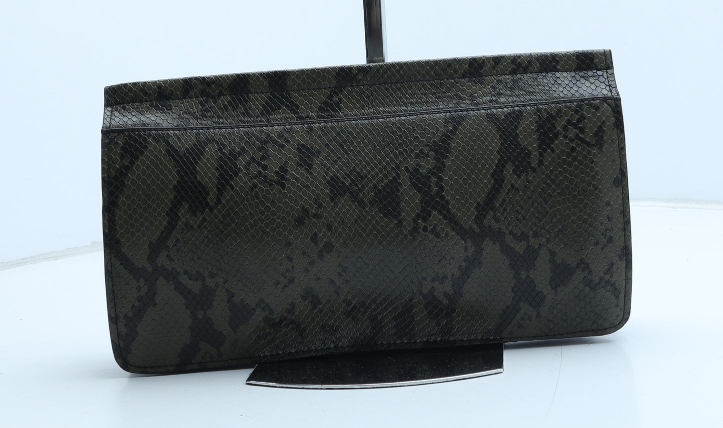 NEXT Womens Green Animal Print Polyurethane Clutch Size Medium - Snake Print