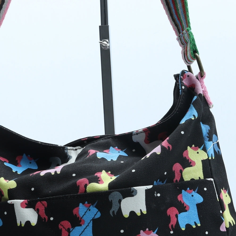 Have Best Womens Black Geometric Polyester Crossbody Size Large - Unicorn