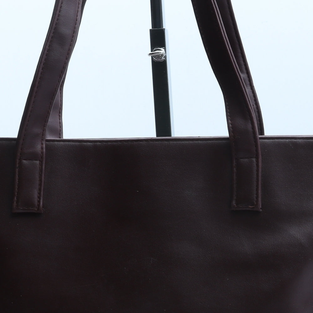 Preworn Womens Brown Polyurethane Tote Size Large