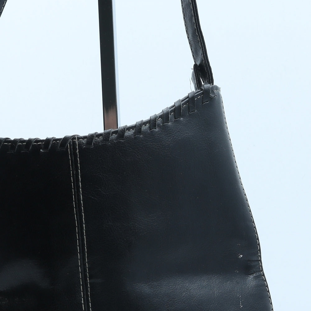 BHS Womens Black Polyurethane Shoulder Bag Size Medium