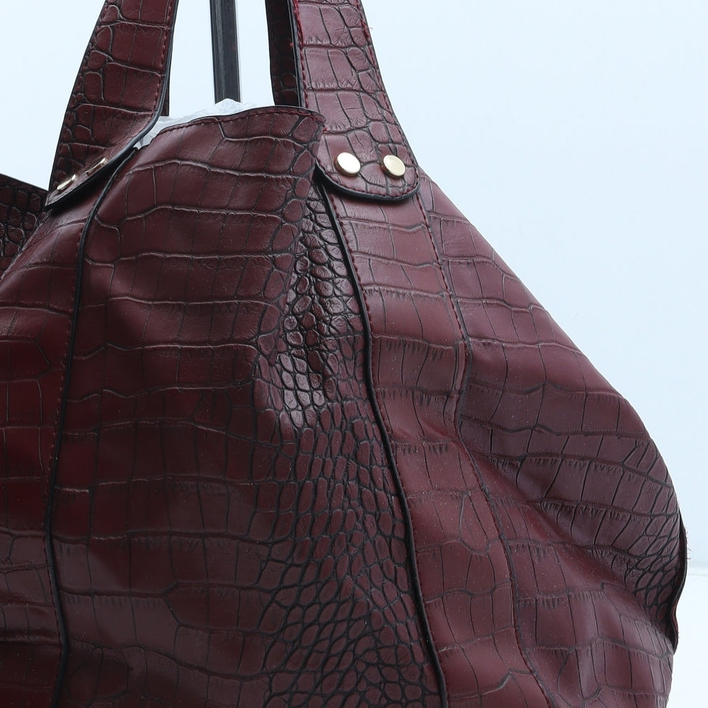 New Look Womens Red Polyurethane Top Handle Bag Size Large - Croc Texture