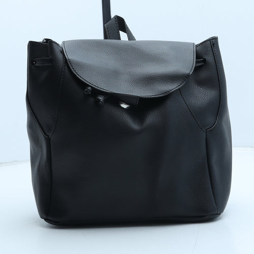 Preworn Womens Black Polyurethane Backpack Size Small