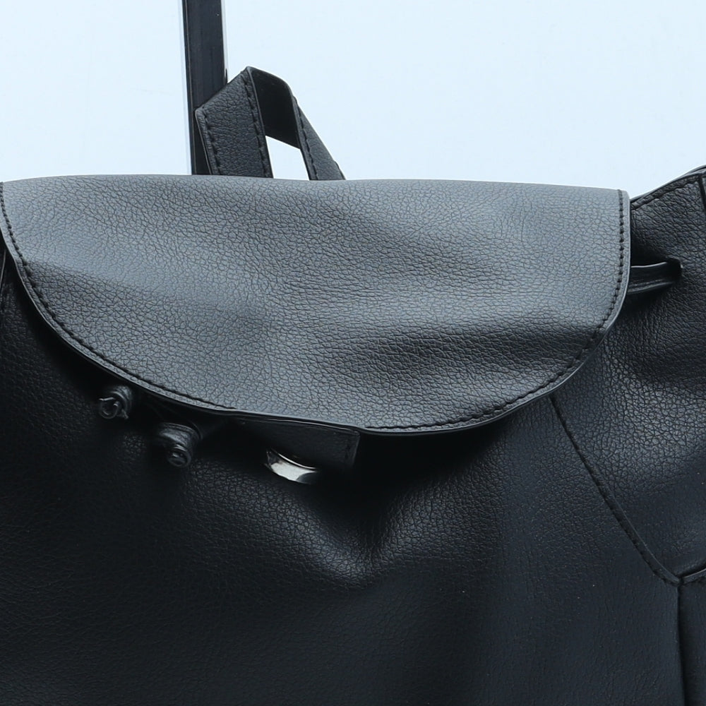 Preworn Womens Black Polyurethane Backpack Size Small