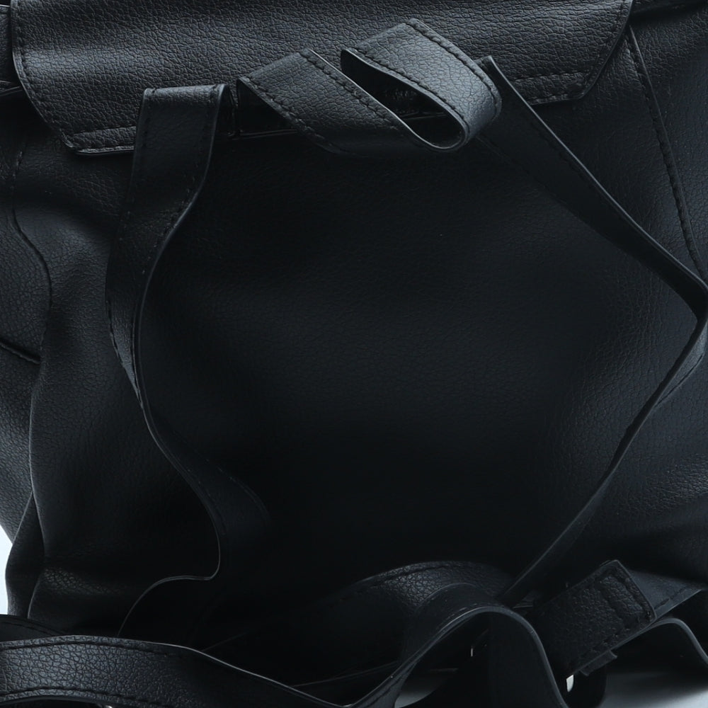 Preworn Womens Black Polyurethane Backpack Size Small