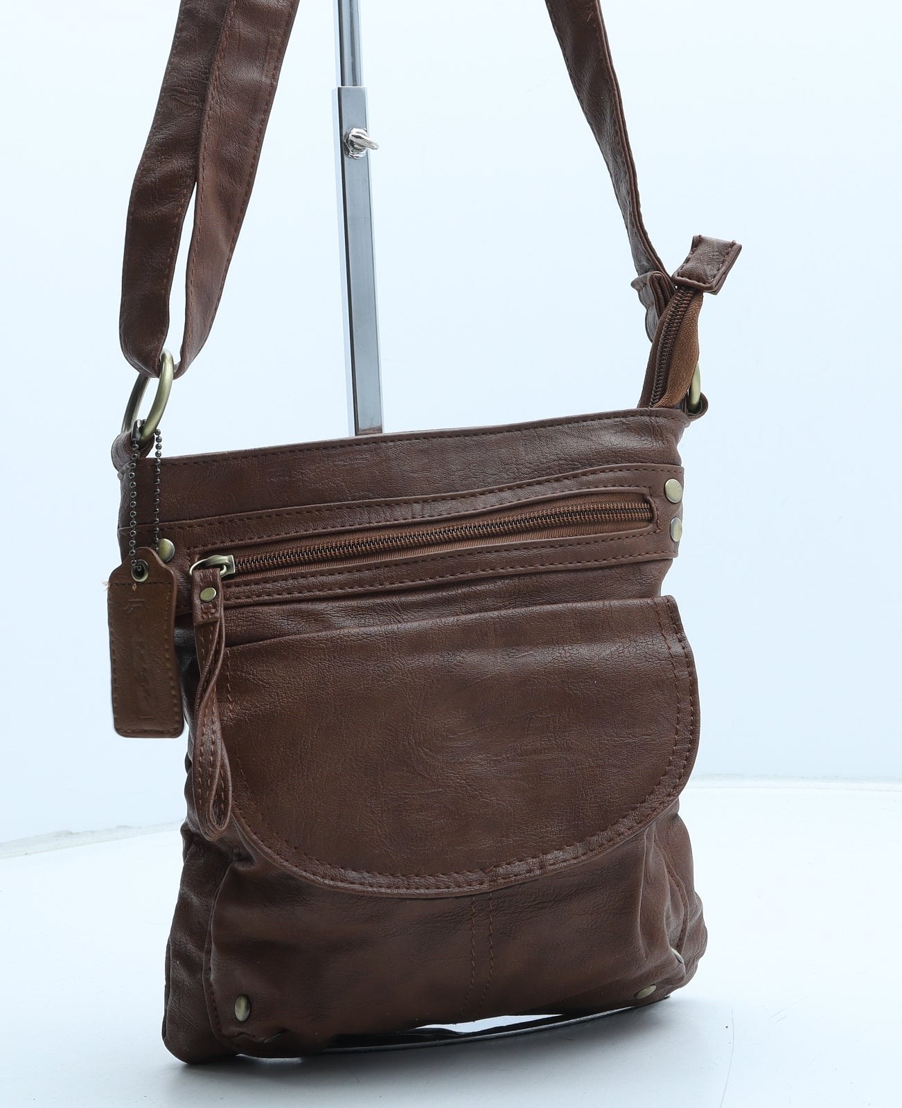 Envy Womens Brown Polyurethane Crossbody Size Medium
